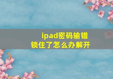 ipad密码输错锁住了怎么办解开