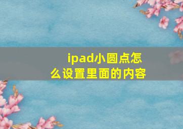 ipad小圆点怎么设置里面的内容