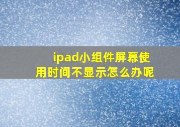 ipad小组件屏幕使用时间不显示怎么办呢