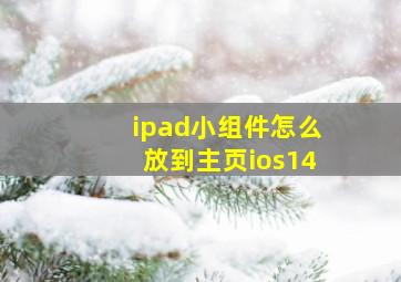 ipad小组件怎么放到主页ios14