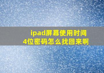 ipad屏幕使用时间4位密码怎么找回来啊