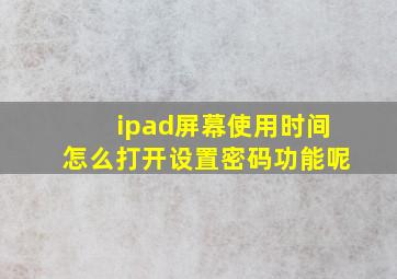 ipad屏幕使用时间怎么打开设置密码功能呢