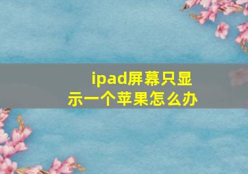 ipad屏幕只显示一个苹果怎么办