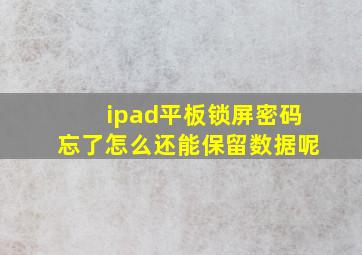 ipad平板锁屏密码忘了怎么还能保留数据呢