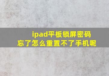 ipad平板锁屏密码忘了怎么重置不了手机呢