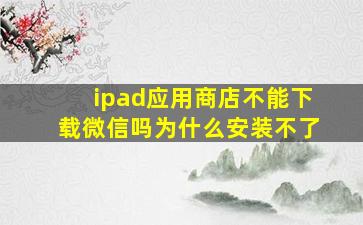 ipad应用商店不能下载微信吗为什么安装不了