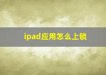 ipad应用怎么上锁