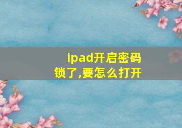 ipad开启密码锁了,要怎么打开