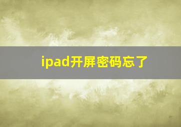 ipad开屏密码忘了