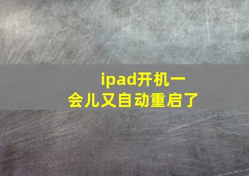 ipad开机一会儿又自动重启了