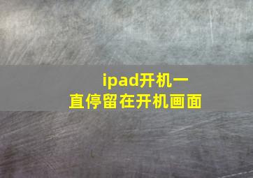 ipad开机一直停留在开机画面