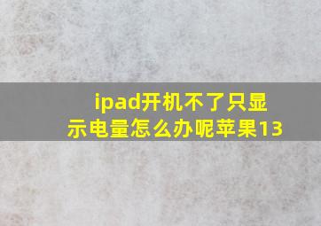 ipad开机不了只显示电量怎么办呢苹果13