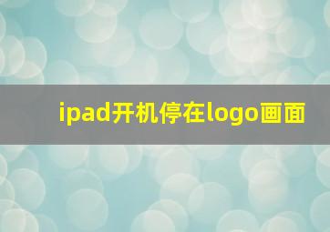 ipad开机停在logo画面