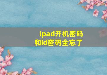 ipad开机密码和id密码全忘了