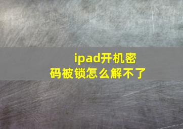 ipad开机密码被锁怎么解不了