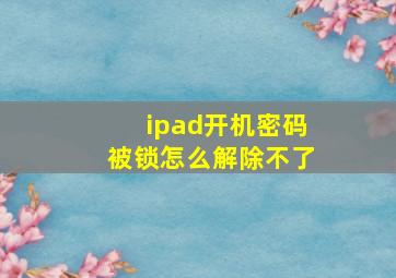 ipad开机密码被锁怎么解除不了