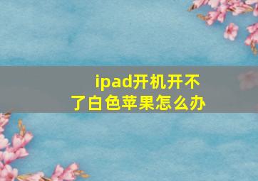 ipad开机开不了白色苹果怎么办