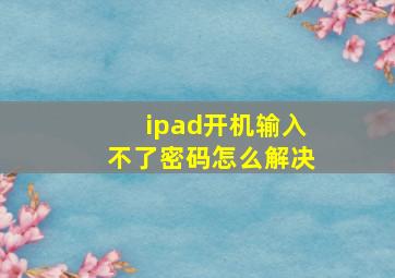 ipad开机输入不了密码怎么解决