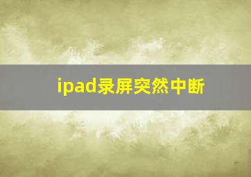 ipad录屏突然中断