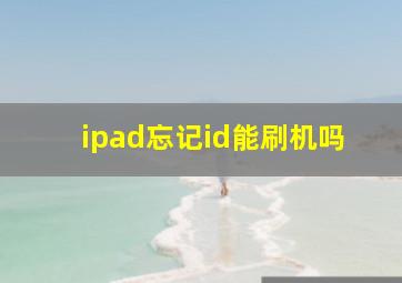 ipad忘记id能刷机吗