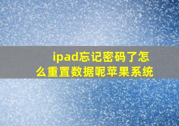 ipad忘记密码了怎么重置数据呢苹果系统