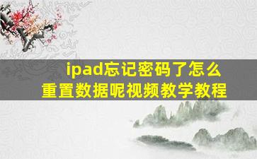 ipad忘记密码了怎么重置数据呢视频教学教程