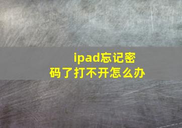 ipad忘记密码了打不开怎么办