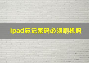 ipad忘记密码必须刷机吗