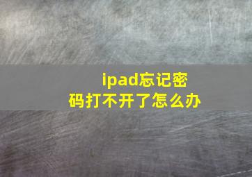 ipad忘记密码打不开了怎么办