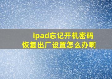 ipad忘记开机密码恢复出厂设置怎么办啊