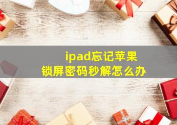 ipad忘记苹果锁屏密码秒解怎么办