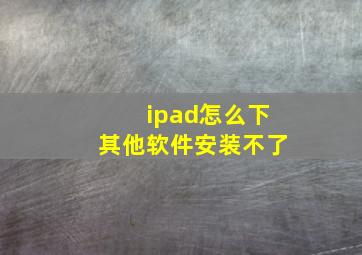 ipad怎么下其他软件安装不了