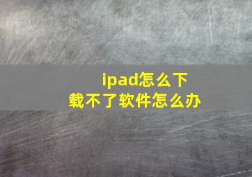 ipad怎么下载不了软件怎么办