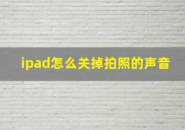 ipad怎么关掉拍照的声音