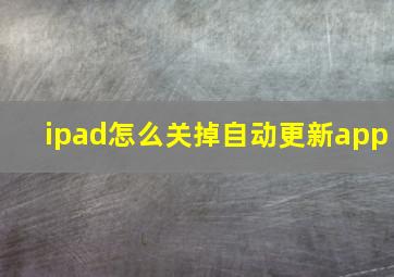 ipad怎么关掉自动更新app