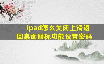 ipad怎么关闭上滑返回桌面图标功能设置密码