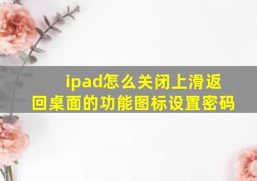 ipad怎么关闭上滑返回桌面的功能图标设置密码