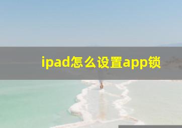 ipad怎么设置app锁