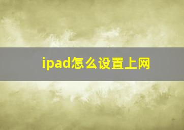 ipad怎么设置上网