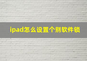 ipad怎么设置个别软件锁