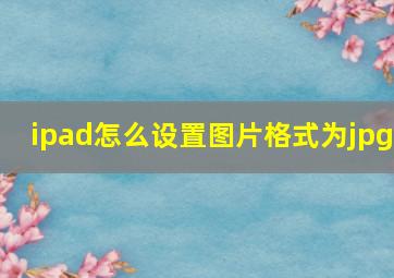 ipad怎么设置图片格式为jpg