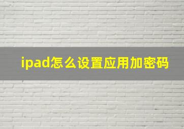 ipad怎么设置应用加密码