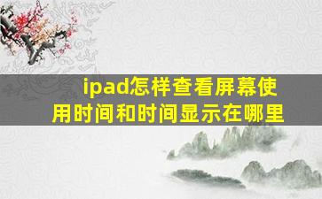 ipad怎样查看屏幕使用时间和时间显示在哪里