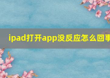 ipad打开app没反应怎么回事