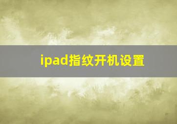 ipad指纹开机设置