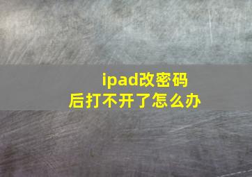 ipad改密码后打不开了怎么办