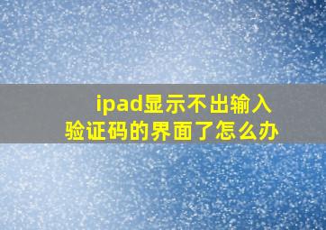 ipad显示不出输入验证码的界面了怎么办