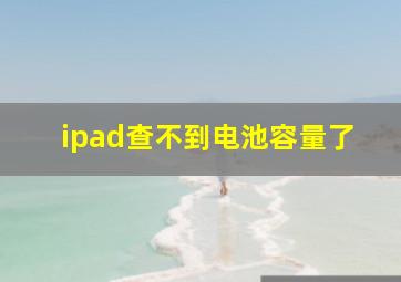 ipad查不到电池容量了