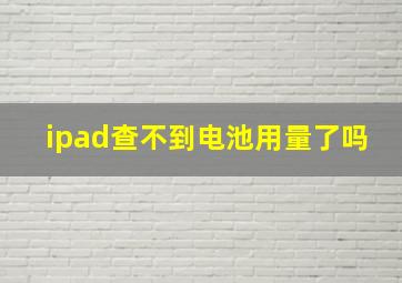 ipad查不到电池用量了吗