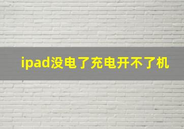 ipad没电了充电开不了机